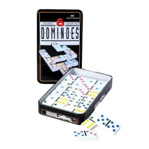 Longfield Games Klassiska | Domino Double 6 Colour Tinbox